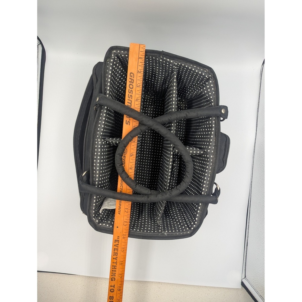 Craft Organizer Storage Hobby Tote Black Polka Dot Multi-Pocket Large - Picture 11 of 14